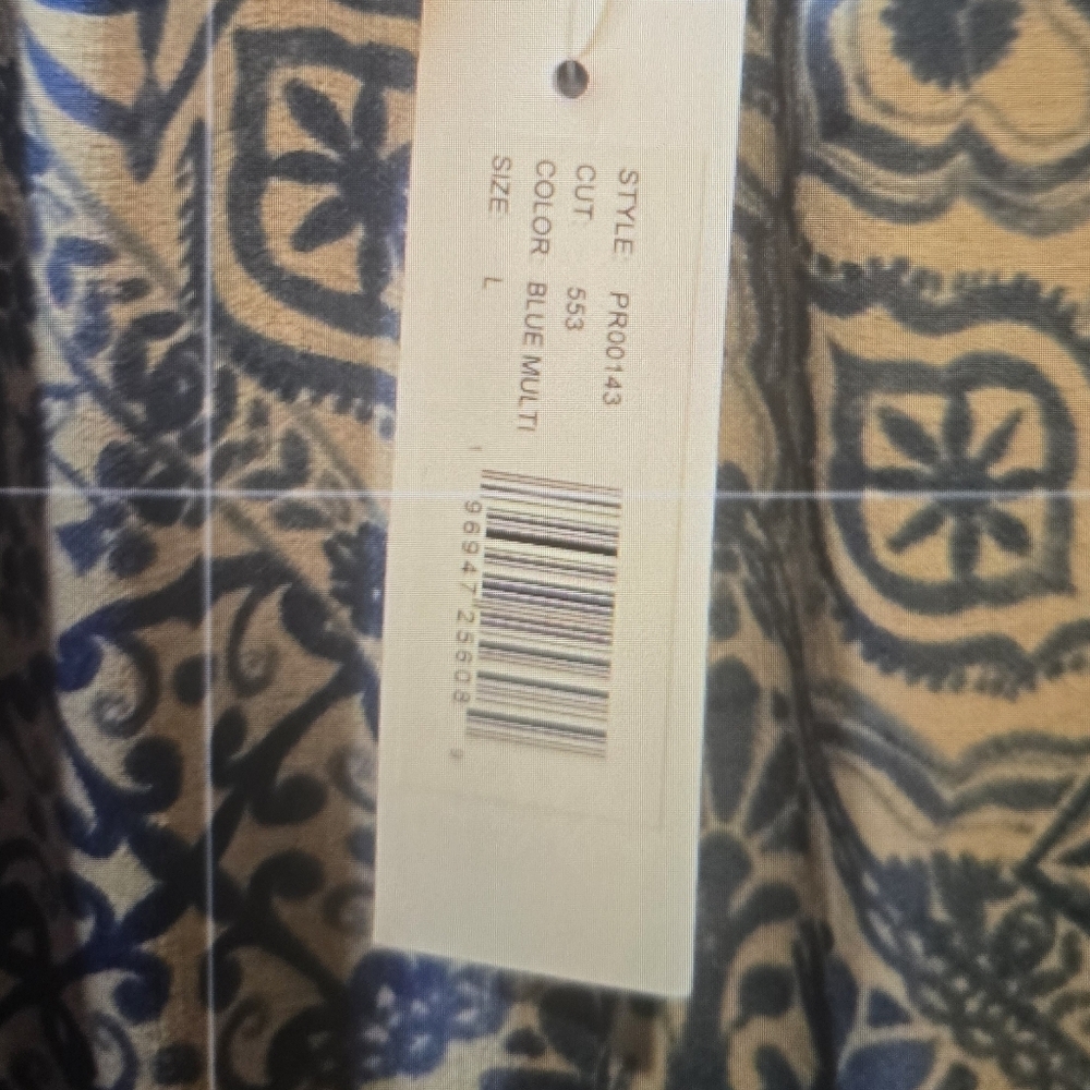 Blue and White Printed Puff-Sleeve Maxi Dress - Picture 5 of 8
